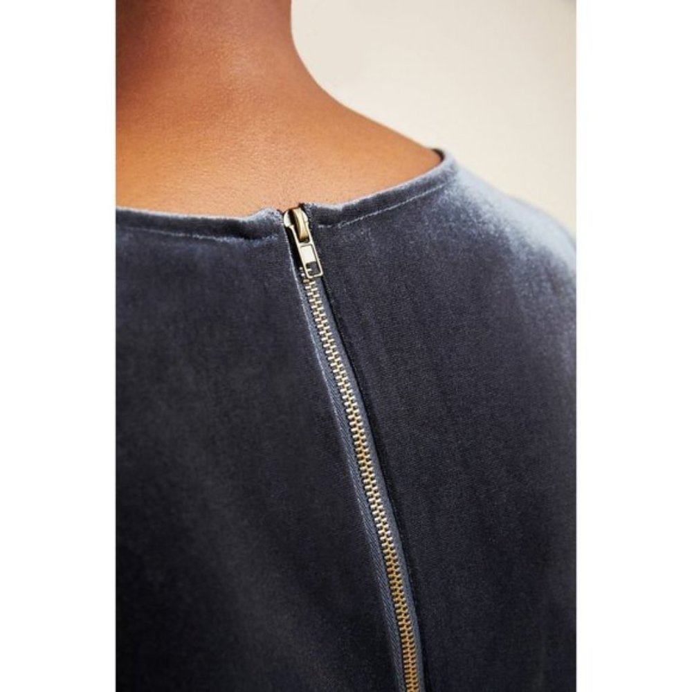 Anthropologie Gray Velvet and Textured Mini Dress - Picture 7 of 8